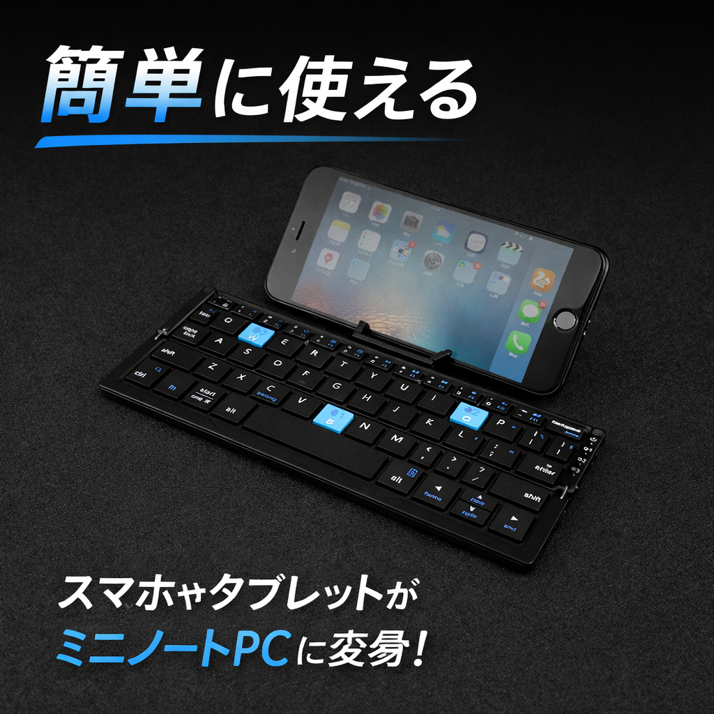 カチカチ折りたたみBluetoothキーボード